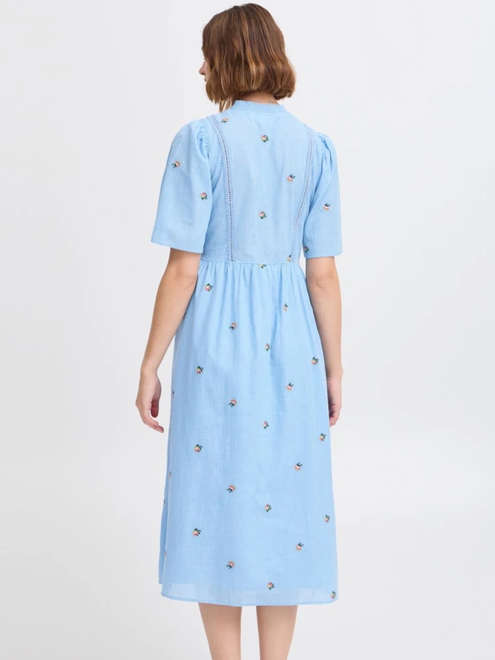 Atelier Reve Blue Cotton Floral Irolivia Midi Dress Embroidered - Picture 16 of 16